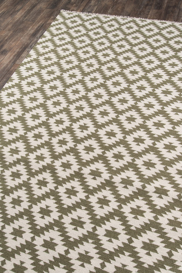 Momeni Erin Gates Thompson THO10 Hand Woven Contemporary Geometric Indoor Area Rug Green 9' x 12' THOMPTHO10GRN90C0