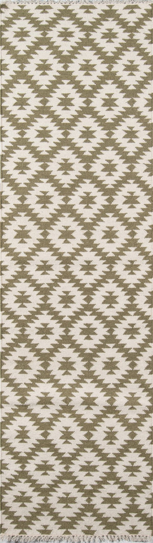 Momeni Erin Gates Thompson THO10 Hand Woven Contemporary Geometric Indoor Area Rug Green 9' x 12' THOMPTHO10GRN90C0