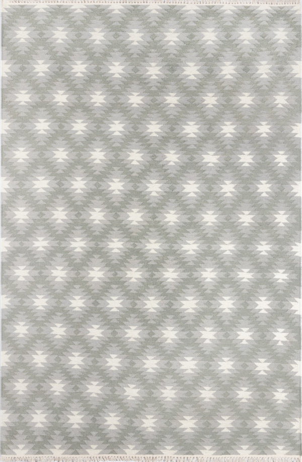 Momeni Erin Gates Thompson THO10 Hand Woven Contemporary Geometric Indoor Area Rug Grey 7'6" x 9'6" THOMPTHO10GRY7696