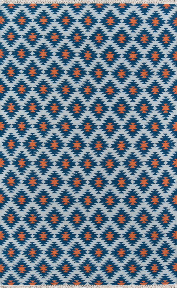 Momeni Erin Gates Thompson THO10 Hand Woven Contemporary Geometric Indoor Area Rug Navy 7'6" x 9'6" THOMPTHO10NVY7696