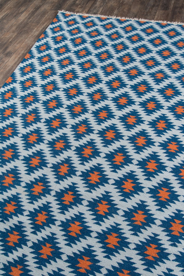 Momeni Erin Gates Thompson THO10 Hand Woven Contemporary Geometric Indoor Area Rug Navy 7'6" x 9'6" THOMPTHO10NVY7696