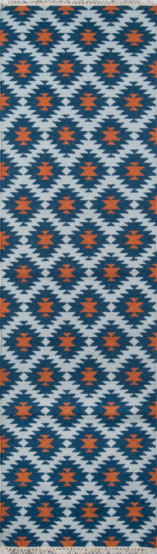 Momeni Erin Gates Thompson THO10 Hand Woven Contemporary Geometric Indoor Area Rug Navy 7'6" x 9'6" THOMPTHO10NVY7696