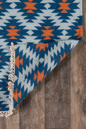 Momeni Erin Gates Thompson THO10 Hand Woven Contemporary Geometric Indoor Area Rug Navy 7'6" x 9'6" THOMPTHO10NVY7696