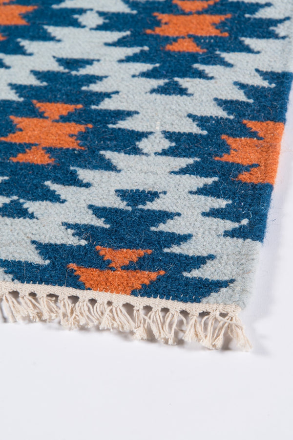 Momeni Erin Gates Thompson THO10 Hand Woven Contemporary Geometric Indoor Area Rug Navy 7'6" x 9'6" THOMPTHO10NVY7696