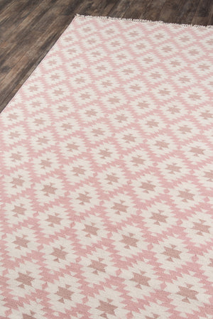 Momeni Erin Gates Thompson THO10 Hand Woven Contemporary Geometric Indoor Area Rug Pink 7'6" x 9'6" THOMPTHO10PNK7696