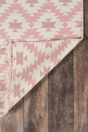 Momeni Erin Gates Thompson THO10 Hand Woven Contemporary Geometric Indoor Area Rug Pink 7'6" x 9'6" THOMPTHO10PNK7696