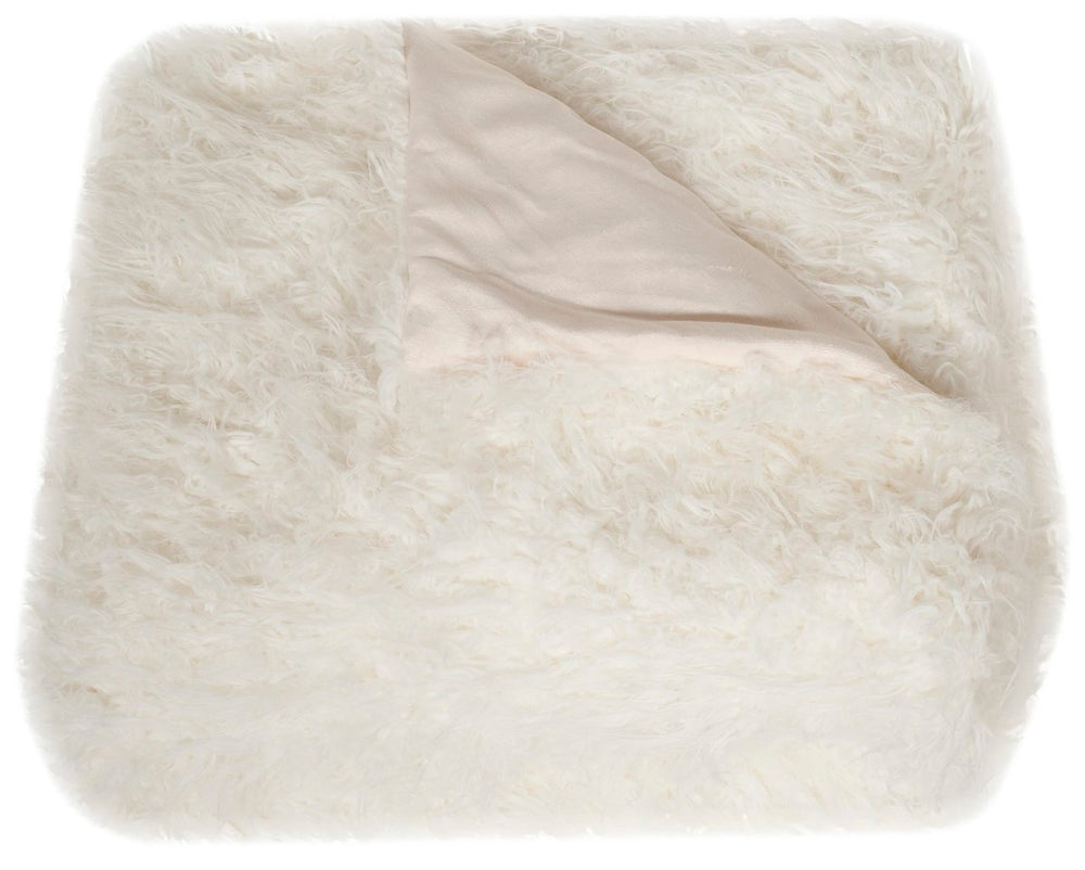 Cuddle Luxurious Snow White Faux Fur Throw - Soft Acrylic Plush Blanket for Cozy Glam Decor