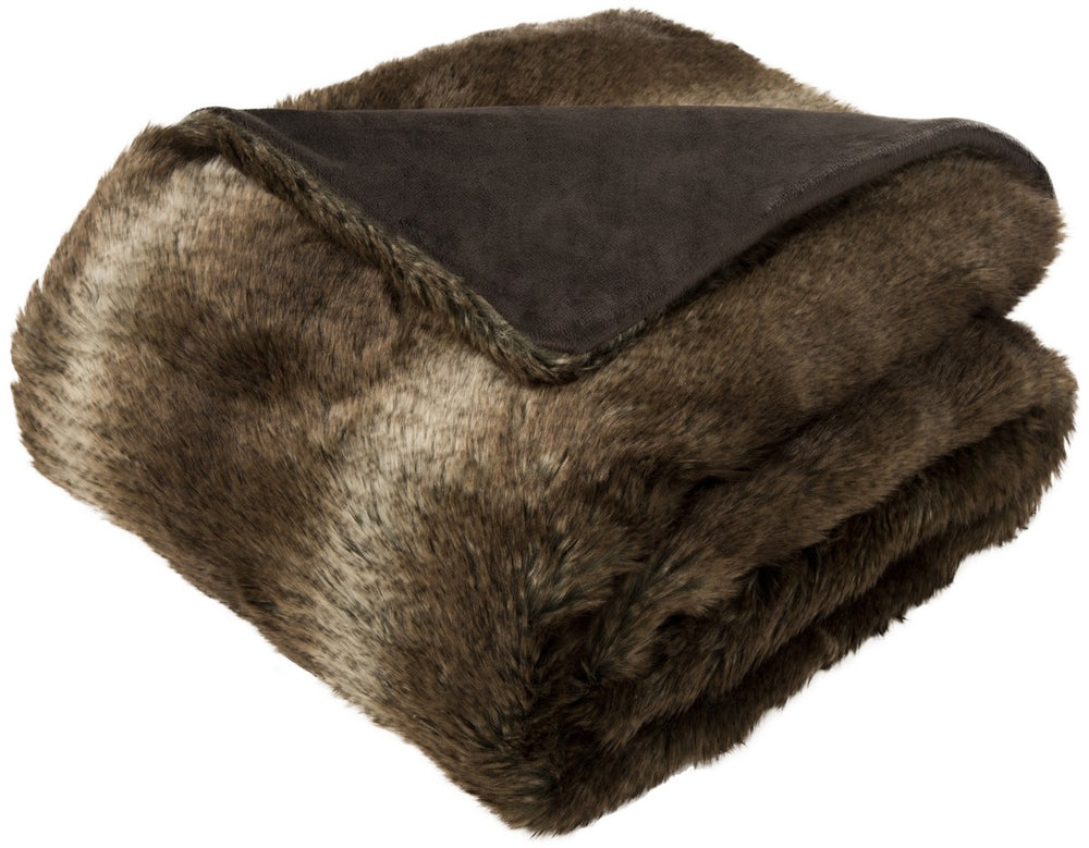 Faux Luxe Brick Throw Blanket - Plush, Animal-Friendly Faux Fur in Chocolate for Cozy Elegance