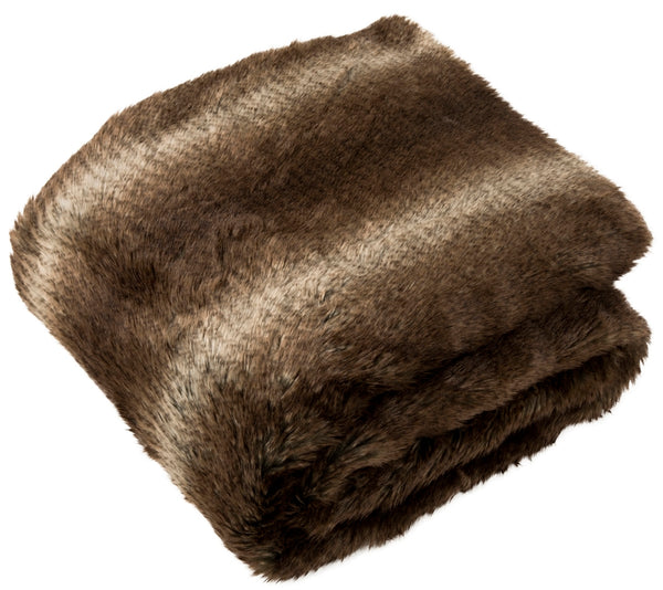 Faux Luxe Brick Throw Blanket - Plush, Animal-Friendly Faux Fur in Chocolate for Cozy Elegance