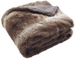 Faux Luxe Brick Throw Blanket - Plush, Animal-Friendly Faux Fur in Chocolate for Cozy Elegance
