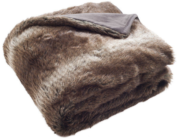 Faux Luxe Brick Throw Blanket - Plush, Animal-Friendly Faux Fur in Chocolate for Cozy Elegance