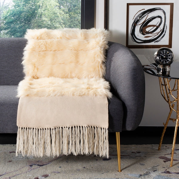 Faux Fur Alexi Bed Runner - Luxurious Soft Texture with Elegant Fringed Ends for Master Suite Decor