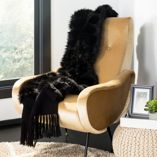 Faux Fur Alexi Bed Runner - Luxurious Soft Texture with Elegant Fringed Ends for Master Suite Decor