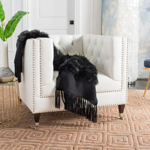Faux Fur Alexi Bed Runner - Luxurious Soft Texture with Elegant Fringed Ends for Master Suite Decor