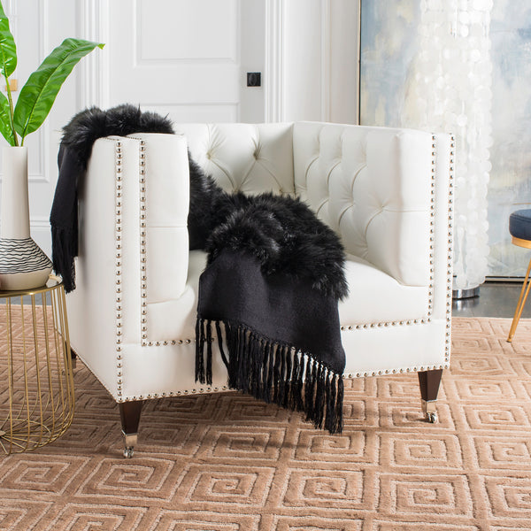 Faux Fur Alexi Bed Runner - Luxurious Soft Texture with Elegant Fringed Ends for Master Suite Decor