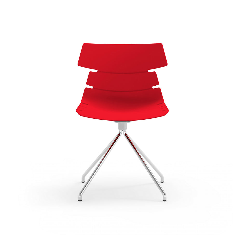 EuroStyle Alvin Polypropylene Side Chair Shell in Traffic Red with Chrome Spider Base - Set of 4 TIK101SP-KIT