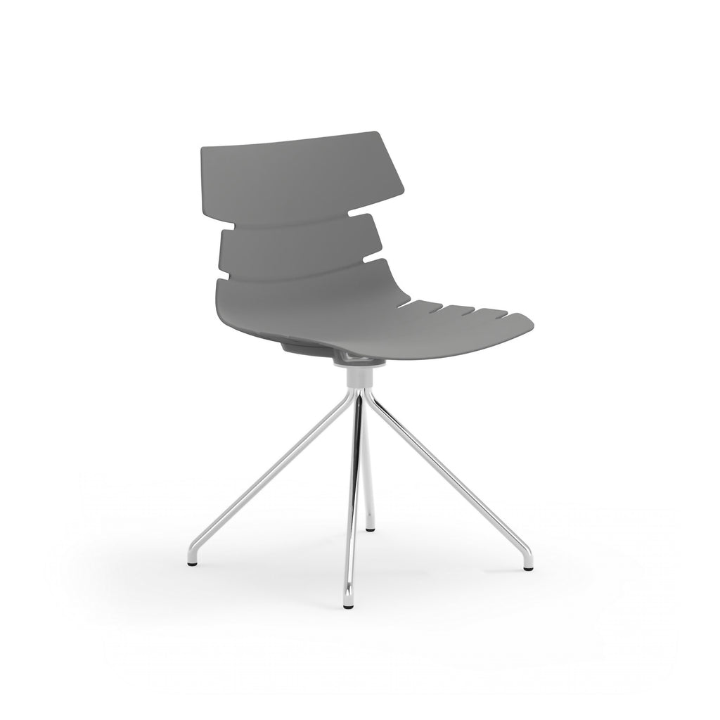 EuroStyle Alvin Polypropylene Side Chair Shell in Gray with Chrome Spider Base - Set of 4 TIK102SP-KIT