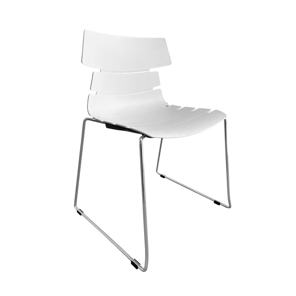 EuroStyle Alvin Polypropylene Side Chair Shell in Traffic White with Chrome Sled Base - Set of 4 TIK104SL-KIT