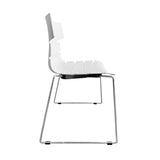 EuroStyle Alvin Polypropylene Side Chair Shell in Traffic White with Chrome Sled Base - Set of 4 TIK104SL-KIT