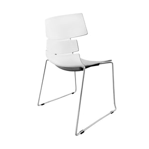 EuroStyle Alvin Polypropylene Side Chair Shell in Traffic White with Chrome Sled Base - Set of 4 TIK104SL-KIT