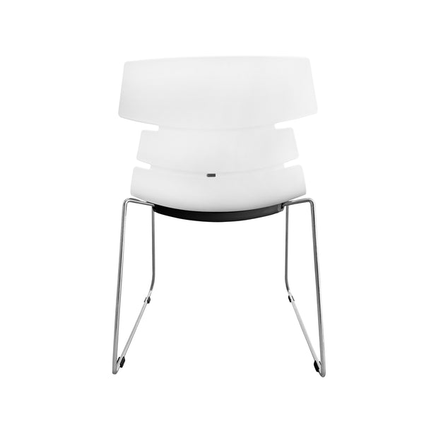 EuroStyle Alvin Polypropylene Side Chair Shell in Traffic White with Chrome Sled Base - Set of 4 TIK104SL-KIT