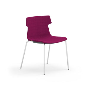 EuroStyle Alvin Upholstered Side Chair Shell in Cranbery Red with Chrome Four Leg Base - Set of 4 TIK1214L-KIT