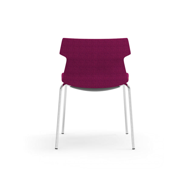 EuroStyle Alvin Upholstered Side Chair Shell in Cranbery Red with Chrome Four Leg Base - Set of 4 TIK1214L-KIT