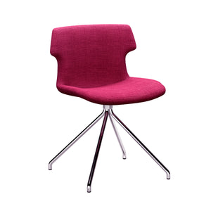 Alvin Upholstered Side Chair Shell in Cranbery Red with Chrome Spider Base - Set of 4