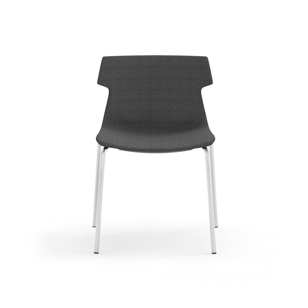 Alvin Upholstered Side Chair Shell in Dark Gray with Chrome Four Leg Base - Set of 4