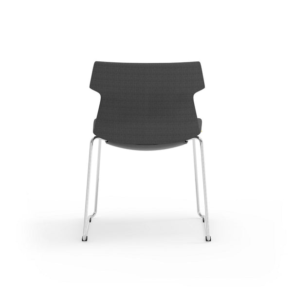 Alvin Upholstered Side Chair Shell in Dark Gray with Chrome Four Leg Base - Set of 4