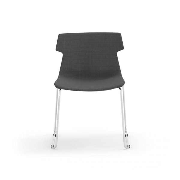 EuroStyle Alvin Upholstered Side Chair Shell in Dark Gray with Chrome Sled Base - Set of 4 TIK122SL-KIT
