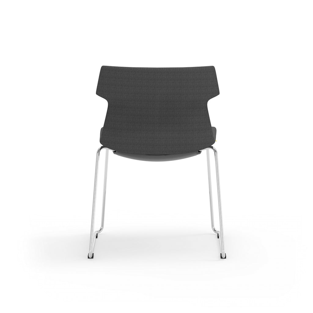 EuroStyle Alvin Upholstered Side Chair Shell in Dark Gray with Chrome Sled Base - Set of 4 TIK122SL-KIT