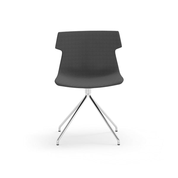 Alvin Upholstered Side Chair Shell in Dark Gray with Chrome Spider Base - Set of 4