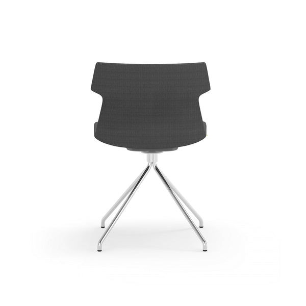 Alvin Upholstered Side Chair Shell in Dark Gray with Chrome Spider Base - Set of 4