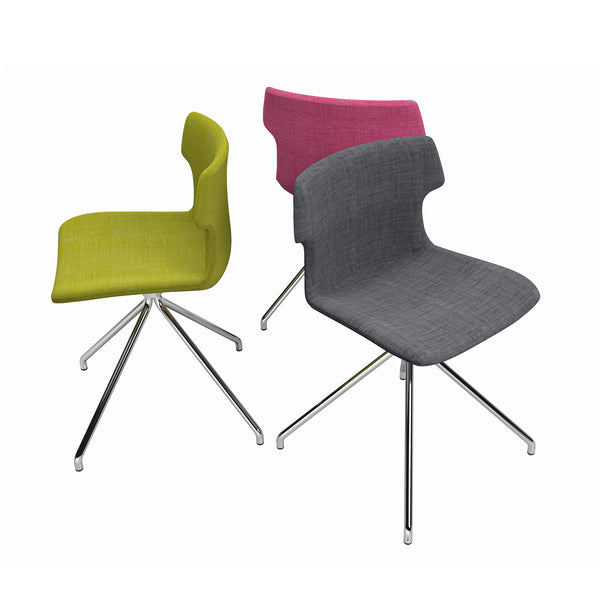 Alvin Upholstered Side Chair Shell in Dark Gray with Chrome Spider Base - Set of 4