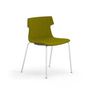 Alvin Upholstered Side Chair Shell in Green with Chrome Four Leg Base - Set of 4