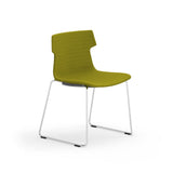 EuroStyle Alvin Upholstered Side Chair Shell in Green with Chrome Sled Base - Set of 4 TIK123SL-KIT