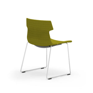 EuroStyle Alvin Upholstered Side Chair Shell in Green with Chrome Sled Base - Set of 4 TIK123SL-KIT