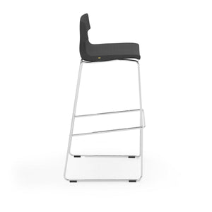 Alvin Upholstered Bar Stool Shell in Dark Gray with Chrome Steel Base - Set of 2