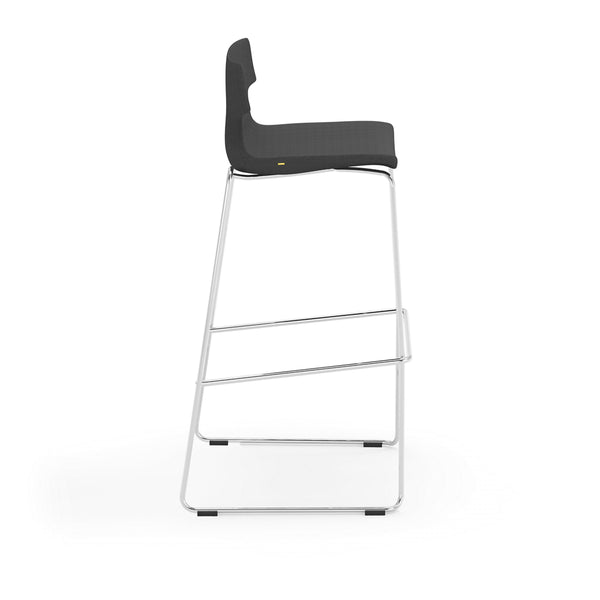 Alvin Upholstered Bar Stool Shell in Dark Gray with Chrome Steel Base - Set of 2