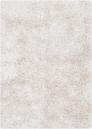 Chandra Rugs Tirish 100% Polyester Hand-Woven Contemporary Shag Rug White 9' x 13'
