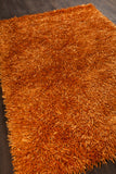 Chandra Rugs Tirish 100% Polyester Hand-Woven Contemporary Shag Rug Orange 9' x 13'