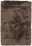 Chandra Rugs Tirish 100% Polyester Hand-Woven Contemporary Shag Rug Taupe 9' x 13'