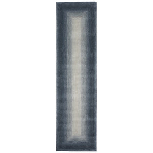 Trans-Ocean Liora Manne Tivoli Dream Border Contemporary Indoor Hand Tufted 100% Wool Pile Rug Denim 2' x 7'6"