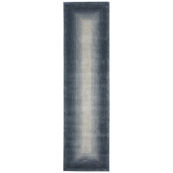 Trans-Ocean Liora Manne Tivoli Dream Border Contemporary Indoor Hand Tufted 100% Wool Pile Rug Denim 2' x 7'6"