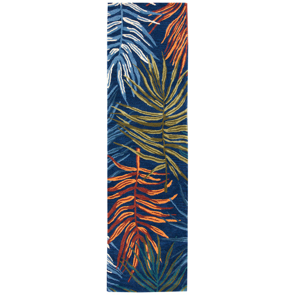 Trans-Ocean Liora Manne Tivoli La Palma Contemporary Indoor Hand Tufted 100% Wool Pile Rug Navy 2' x 7'6"