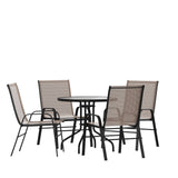 English Elm EE2552 Contemporary Commercial Grade Glass Patio Table and Chair Set Brown EEV-16264