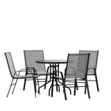 English Elm EE2552 Contemporary Commercial Grade Glass Patio Table and Chair Set Gray EEV-16266