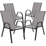 English Elm EE2552 Contemporary Commercial Grade Glass Patio Table and Chair Set Gray EEV-16266