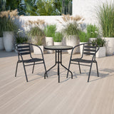 English Elm EE2553 Contemporary Commercial Grade Glass Patio Table and Chair Set Clear/Black EEV-16267